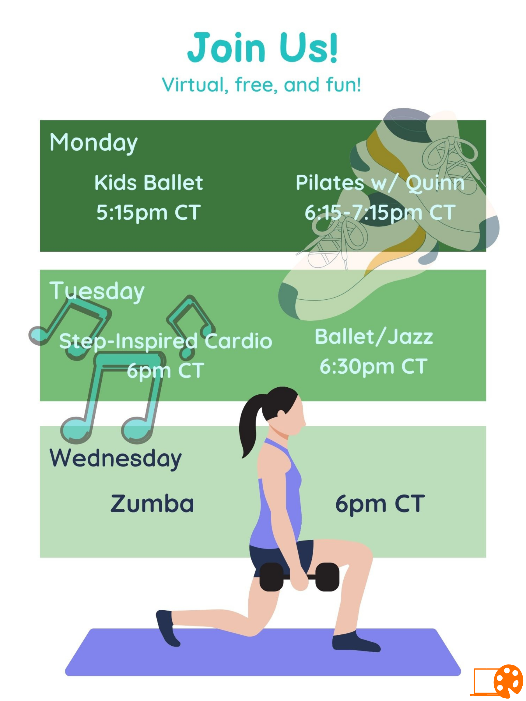 Version 2 of Virtual Dancers Class Schedule